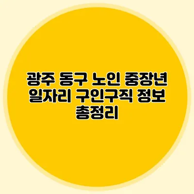 광주 동구 노인 중장년 일자리 구인구직 정보 총정리
