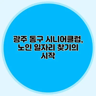 광주 동구 시니어클럽, 노인 일자리 찾기의 시작