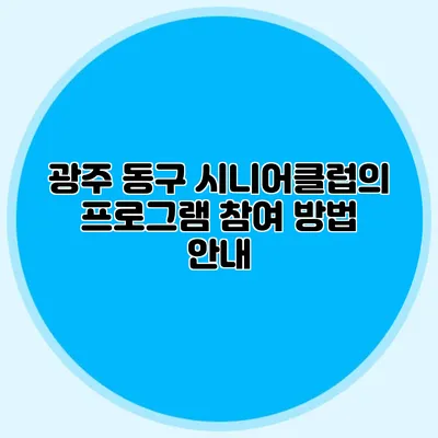 광주 동구 시니어클럽의 프로그램 참여 방법 안내