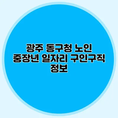광주 동구청 노인 중장년 일자리 구인구직 정보
