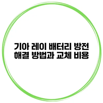 기아 레이 배터리 방전 해결 방법과 교체 비용