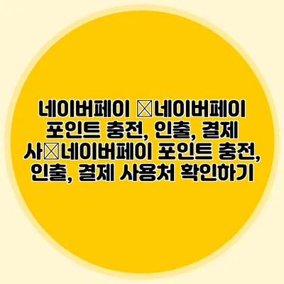 네이버페이 �네이버페이 포인트 충전, 인출, 결제 사�네이버페이 포인트 충전, 인출, 결제 사용처 확인하기