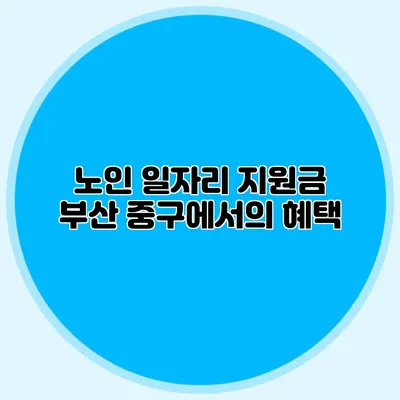 노인 일자리 지원금 부산 중구에서의 혜택