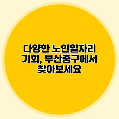 다양한 노인일자리 기회, 부산중구에서 찾아보세요
