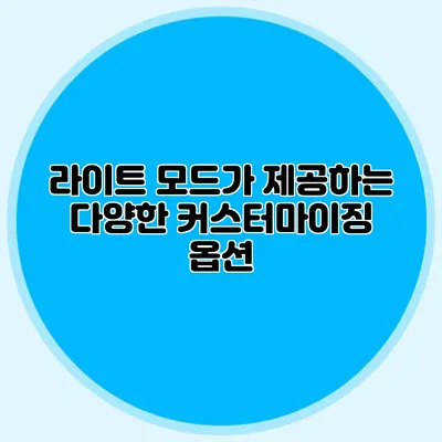 라이트 모드가 제공하는 다양한 커스터마이징 옵션
