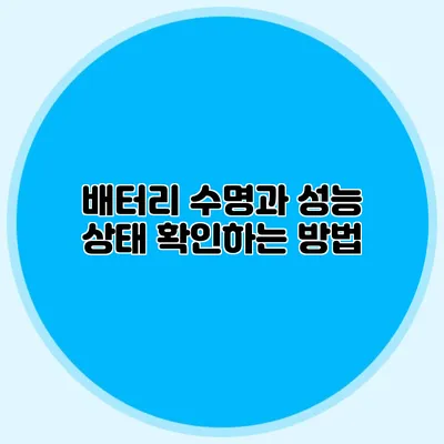배터리 수명과 성능 상태 확인하는 방법