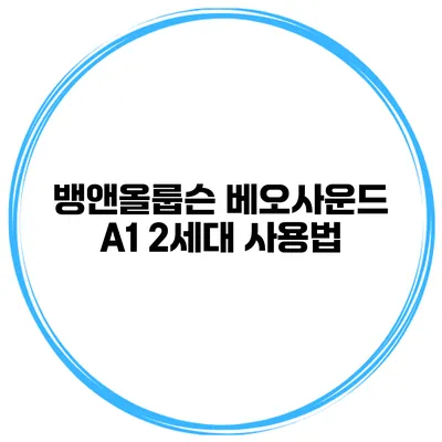 뱅앤올룹슨 베오사운드 A1 2세대 사용법