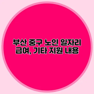 부산 중구 노인 일자리 급여, 기타 지원 내용