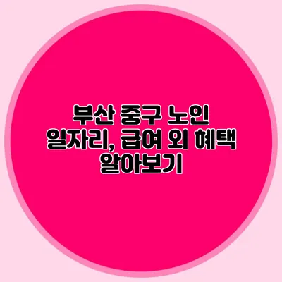 부산 중구 노인 일자리, 급여 외 혜택 알아보기