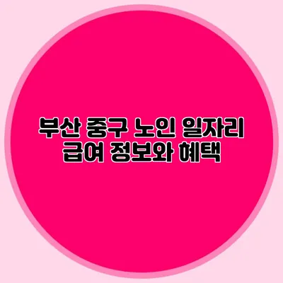 부산 중구 노인 일자리 급여 정보와 혜택