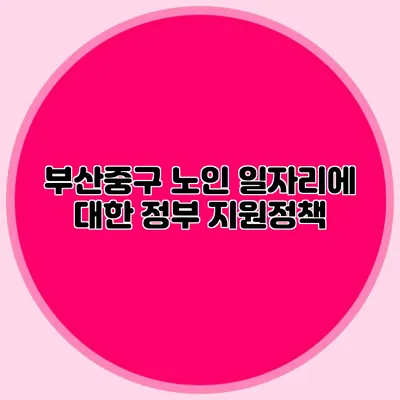 부산중구 노인 일자리에 대한 정부 지원정책