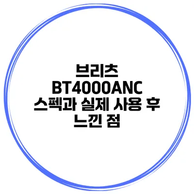 브리츠 BT4000ANC 스펙과 실제 사용 후 느낀 점