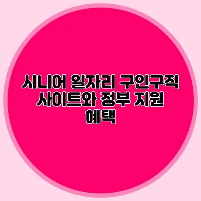 시니어 일자리 구인구직 사이트와 정부 지원 혜택