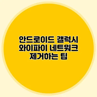 안드로이드 갤럭시 와이파이 네트워크 제거하는 팁