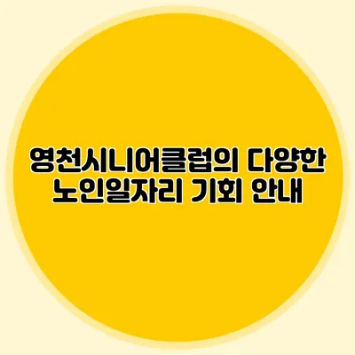 영천시니어클럽의 다양한 노인일자리 기회 안내