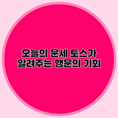 오늘의 운세: 토스가 알려주는 행운의 기회