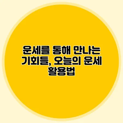 운세를 통해 만나는 기회들, 오늘의 운세 활용법