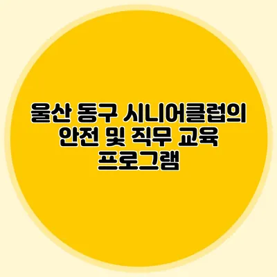 울산 동구 시니어클럽의 안전 및 직무 교육 프로그램
