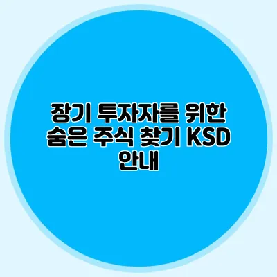 장기 투자자를 위한 숨은 주식 찾기: KSD 안내