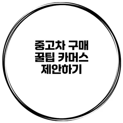중고차 구매 꿀팁 카머스 제안하기