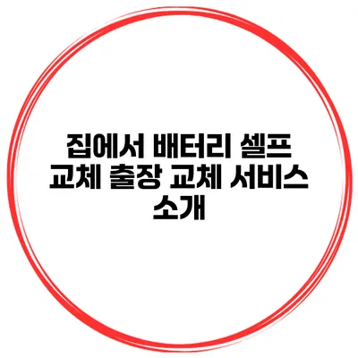집에서 배터리 셀프 교체? 출장 교체 서비스 소개