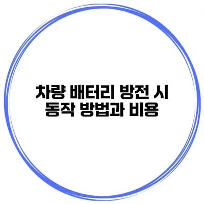 차량 배터리 방전 시 동작 방법과 비용
