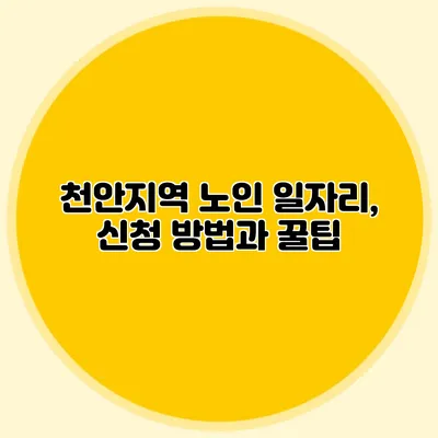 천안지역 노인 일자리, 신청 방법과 꿀팁