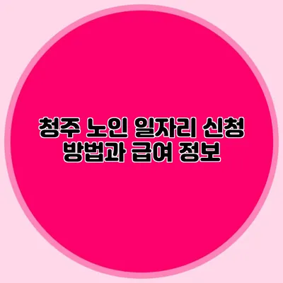 청주 노인 일자리 신청 방법과 급여 정보