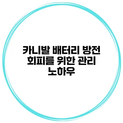 카니발 배터리 방전 회피를 위한 관리 노하우