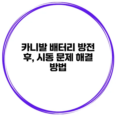 카니발 배터리 방전 후, 시동 문제 해결 방법