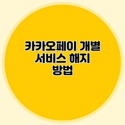 카카오페이 개별 서비스 해지 방법