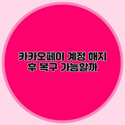 카카오페이 계정 해지 후 복구 가능할까?