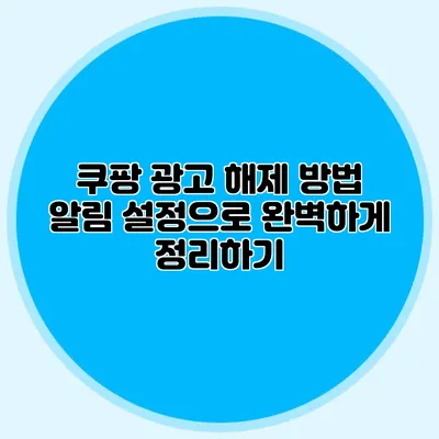 쿠팡 광고 해제 방법 알림 설정으로 완벽하게 정리하기