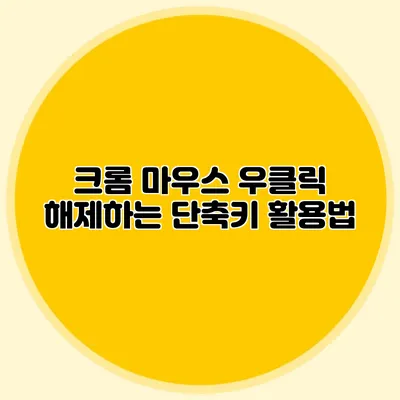 크롬 마우스 우클릭 해제하는 단축키 활용법